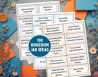Tarjetas para combatir el aburrimiento, 100 ideas de actividades para niños (PDF imprimible), Actividad para un día lluvioso