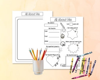 All About Me Printable, First Day Of School Printable, All About Me Worksheet,  All About Me Back To School, All About Me Coloring Page