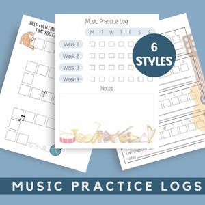 Music Practice Tracker, Piano Practice Log, Music Practice Planner, Instrument Practice Log, Music Practice Tracker Color In, Band Practice