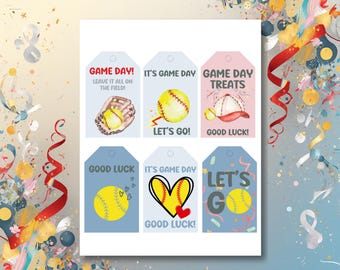 Softball Treat Bag Tags, Good Luck Favor (PDF), Tournament And Game Day Snack Tag