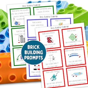 Building Blocks Cards, Kids Building Block Ideas,Brick Building Challenge, Brick Building Party Game, Indoor Game