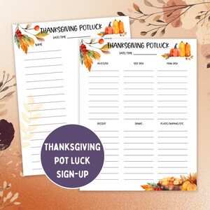 Thanksgiving Potluck Sign Up Sheet, Neighborhood Thanksgiving Sign up Sheet, Thanksgiving Office Party, Harvest Festival, Potluck Sign Up