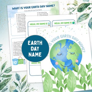 Earth Day Name Generator Game, Elementary Classroom Science Activity (PDF), Happy Earth Day Printable