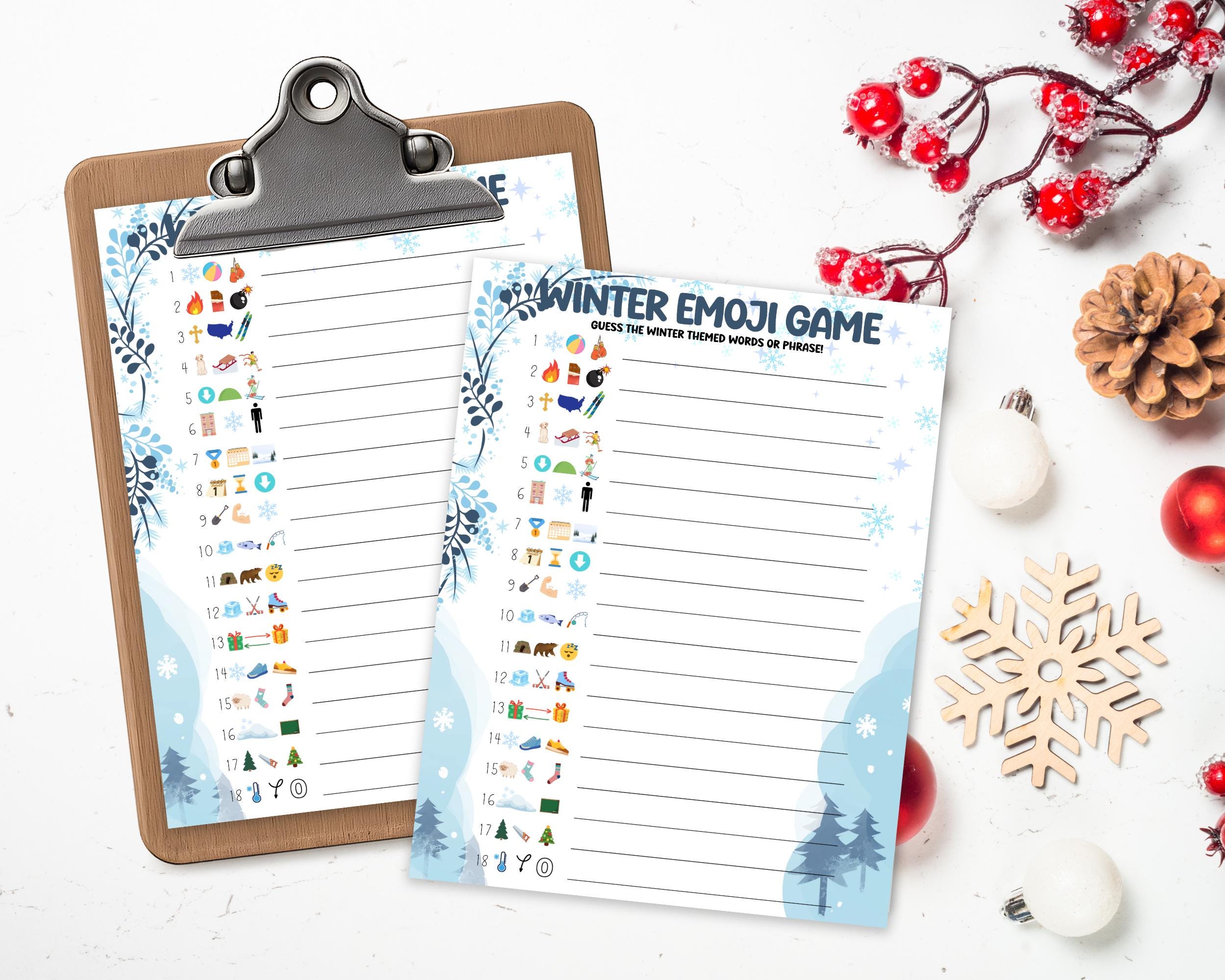 Winter Emoji Game, Printable Holiday Icebreaker (PDF), Guess the Phrase ...