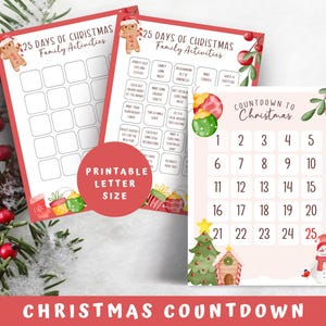 Christmas Bucket List, 25 Days Of Family Christmas Activities, Christmas Countdown Calendar, Fun Family Christmas Ideas, Holiday Countdown