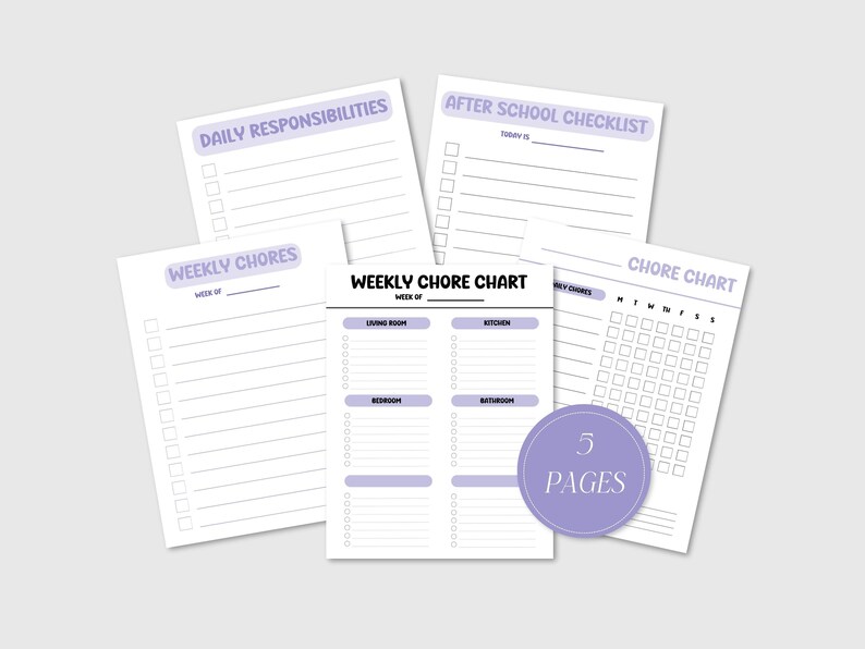 Kids Chore Chart, Before and After School, Minimalist Daily Task List ...