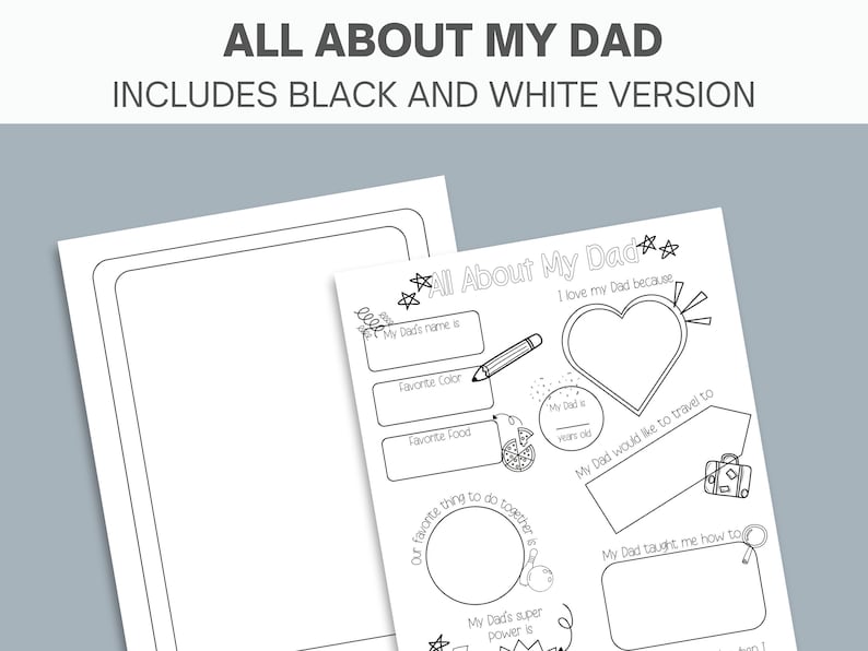 All About My Dad Printable Father's Day Gift From Kids - Etsy