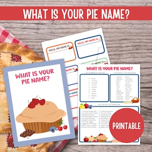 What Is Your Pie Name, Pie Name Game, Family Reunion Game, National Pie Day, Thanksgiving Dinner Game, Icebreaker Party Game, Picnic Game