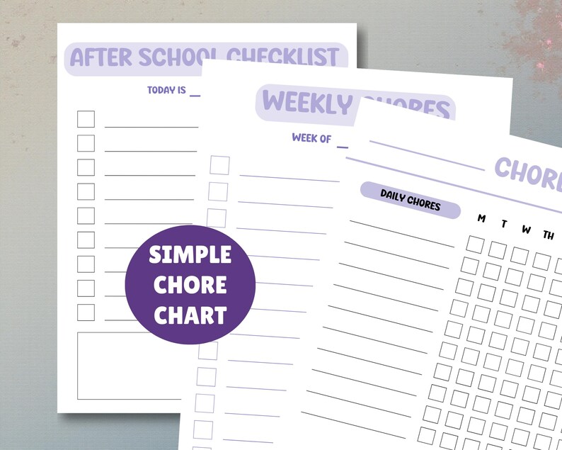 Kids Chore Chart, Before and After School, Minimalist Daily Task List ...