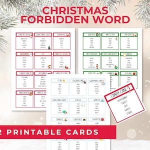 Forbidden Word, Christmas Forbidden Word Game, Printable Christmas Game, Winter Holiday Game, Christmas Word Game, Family Christmas Fun