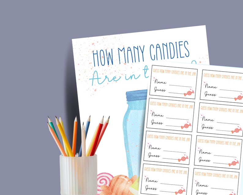 Guess How Many Candies in the Jar Printable, Door Prize Game, Baby and ...