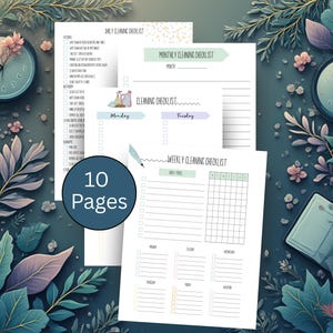 Listas de limpieza imprimibles, planificador diario de tareas domésticas, paquete de organización del hogar, listas de tareas para la limpieza del hogar