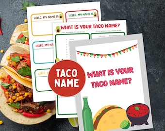 What Is Your Taco Name Printable Name Generator, Taco Party Sign, Cinco de Mayo Game, Taco Bar Decor