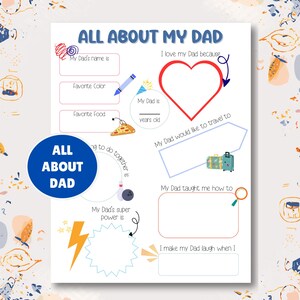 All About My Dad Printable Questionnaire, Father's Day Gift, Dad ...
