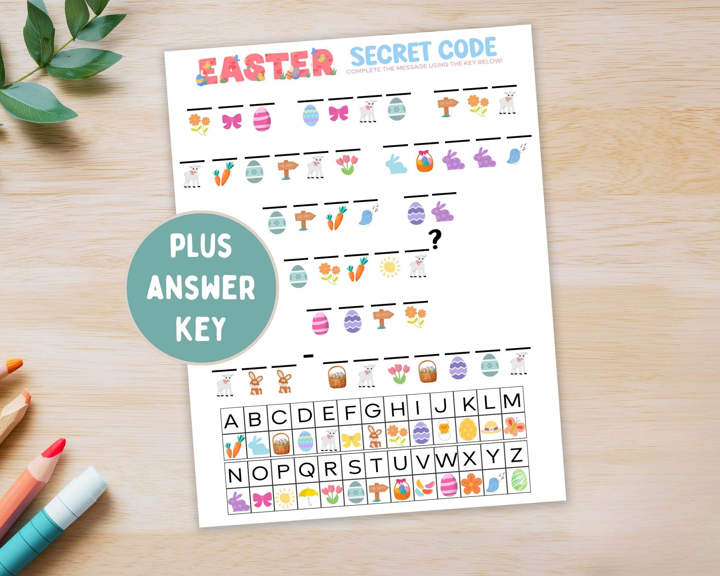Easter Games Printable, Decoder Activity for Kids, Easter Jokes, Secret ...