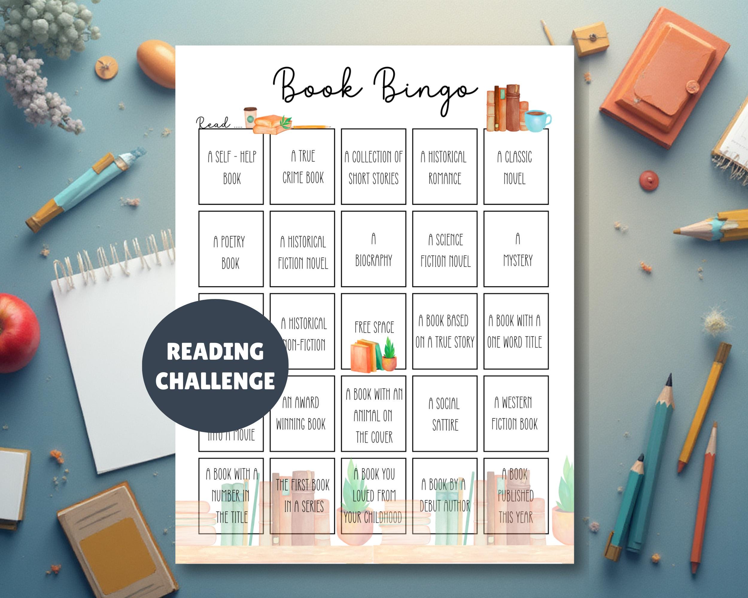 Printable Book Bingo for Adults, Reading Challenge, Library Activity ...