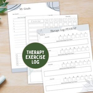 Rejestrator ćwiczeń terapeutycznych, dziennik i planer rehabilitacji, drukowana tabela terapii zajęciowej i fizjoterapii