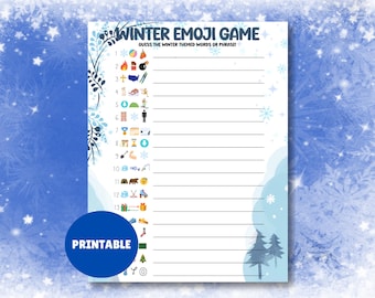 Winter Emoji Game, Printable Holiday Icebreaker (PDF), Guess The Phrase