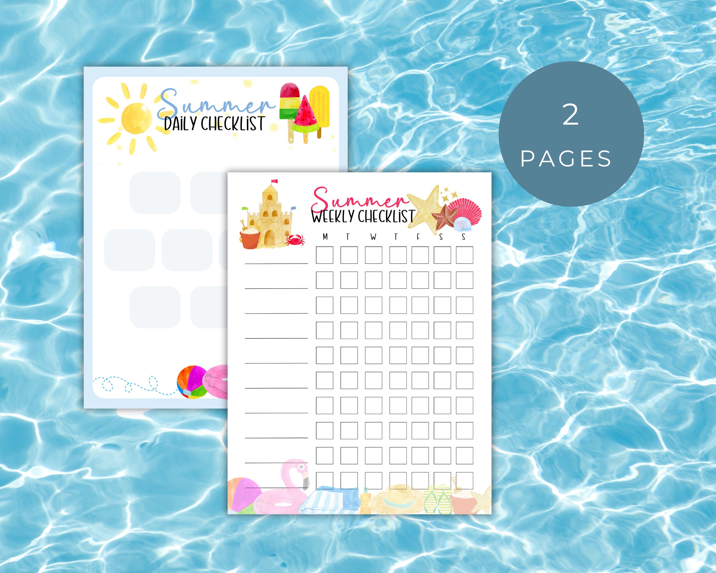 Summer Checklist Printable, Summer Daily Checklist, Summer Daily Task ...
