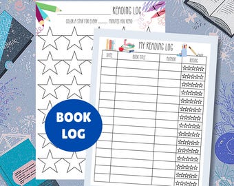 Kids Reading Log, Printable Book Tracker And Reading Minutes Chart, Elementary Classroom Library Activity