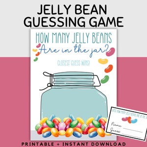 Guess How Many Jelly Beans, Guess How Many Jelly Beans Sign, Easter Party Games, Door Prize Game, Spring Birthday Party, Baby Shower Game