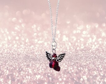 Red Angel Necklace -  Angels celestial - Silver Plated - FAST SHIPPING!!
