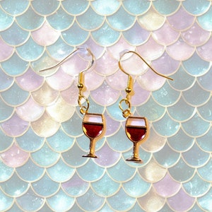 Red wine glass earrings made with high quality materials FAST SHIPPING!!