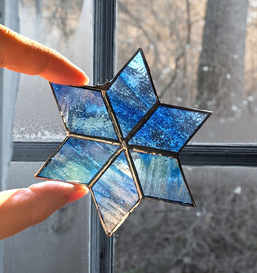 Ice Stained Glass Snowflake Ornament,handmade, Unique Star, Handcrafted