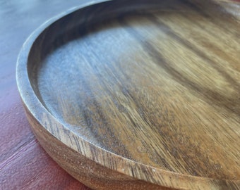 9in Hand-Carved Wooden Serving Plate