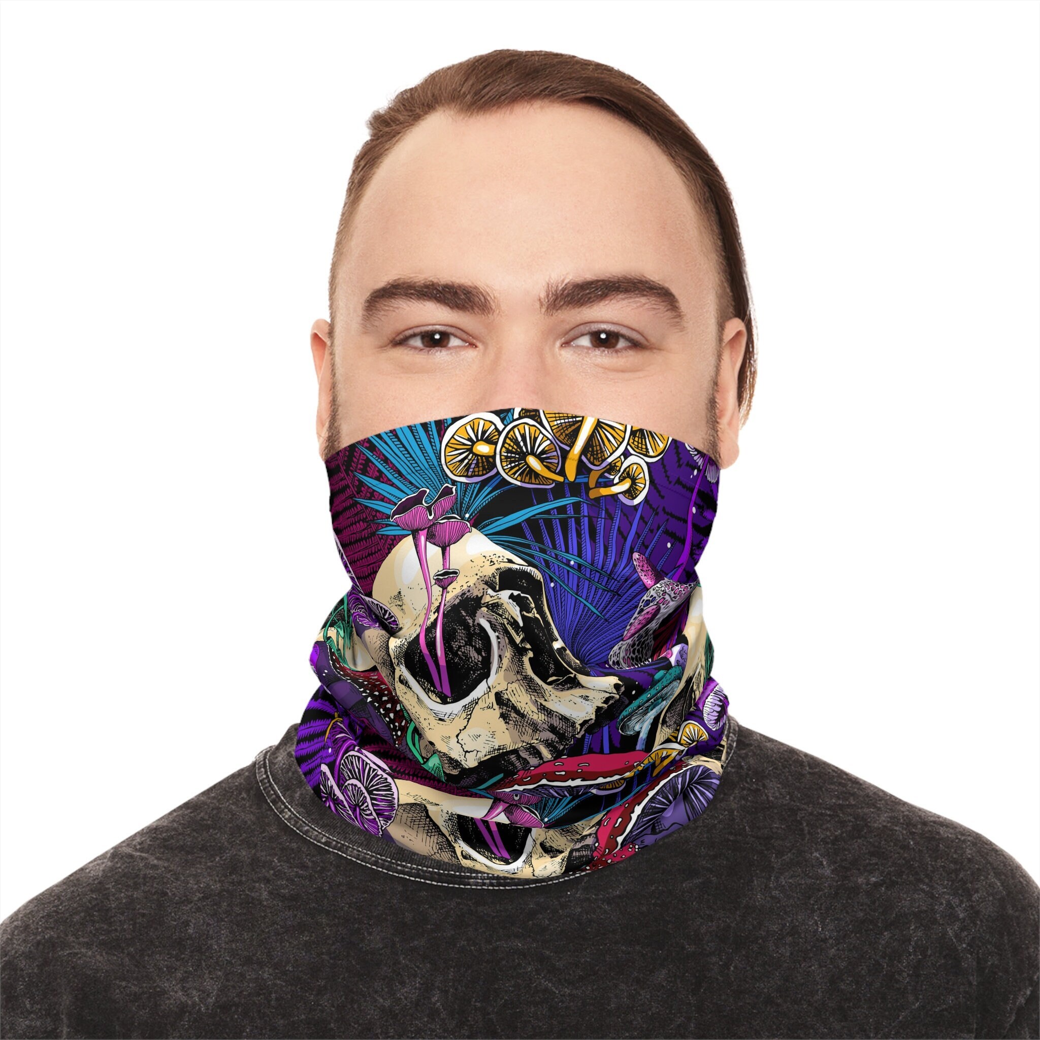 Psychedelic Festival Neck Gaiter Bandana Snood Face Mask Hamsa