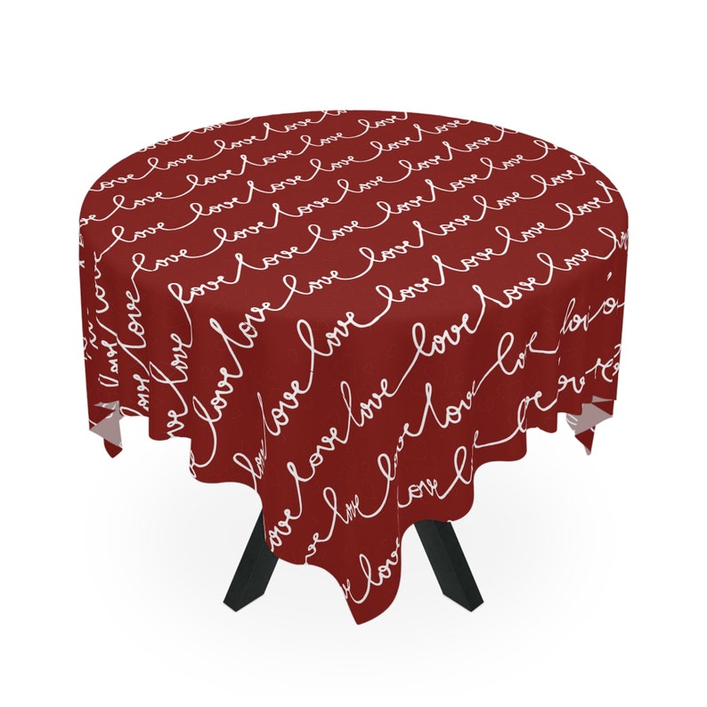 Valentine's Day Tablecloth Vibrant Rich Red Simple Tablecloth With Love