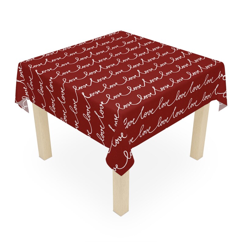 Valentine's Day Tablecloth Vibrant Rich Red Simple Tablecloth With Love