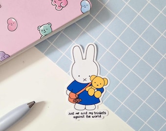 just me and my trinkets against the world glossy vinyl sticker | cute trinket collector sticker