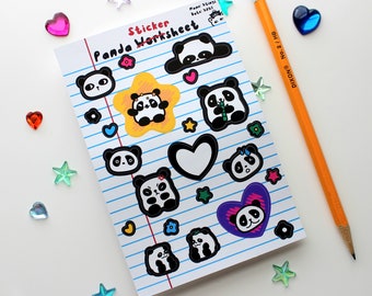 panda sticker sheet ver.1 black outlines | 22 pcs | cute decorative stickers for planners, bujo, journals