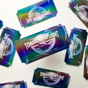 ateez customizable concert ticket holo stickers | aesthetic cute kpop stickers, towards the light world tour