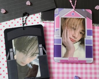goth babe, cutie baby pair couple acrylic photocard holder | iconic house meme kpop photocard holder