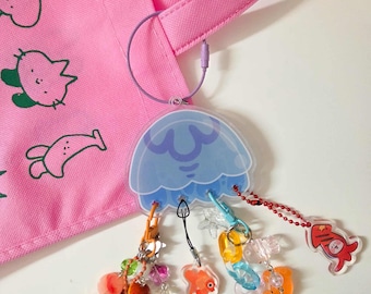 jellyfish keychain charm holder | aesthetic cute pretty ocean sea trinket holder