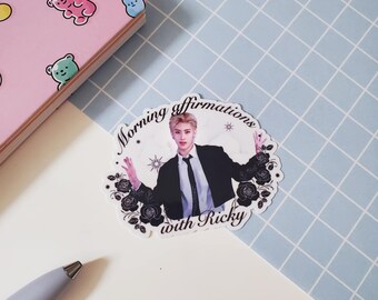 morning affirmations with ricky vinyl sticker | funny zb1 cute ricky sticker for zerose