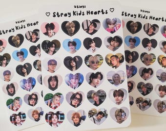 stray kids hearts sticker sheet | 24 pcs | aesthetic cute kpop stickers for journaling, deco