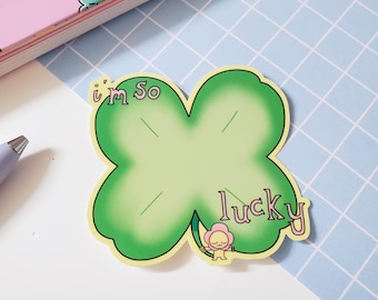 i'm so lucky glossy vinyl sticker | cute clover, good luck sticker