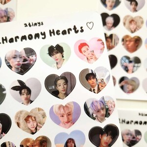 p1harmony piwon hearts sticker sheet | 24 pcs | aesthetic cute kpop stickers for journaling, deco