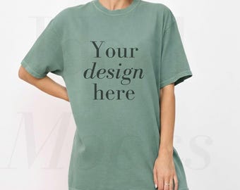 Hellgrün Comfort Farben 1717 Mockup Oversized C1717 Model Tshirt Mock up