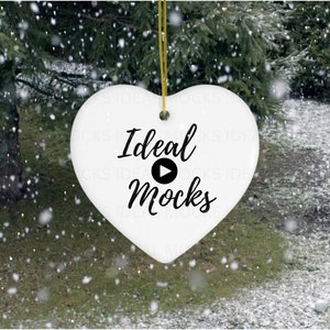 Mockup de enfeite de natal Vídeo Mockup Mockup da moda Produto Mockup de presente Mockup de enfeites Ornamento de cerâmica Ornamento de coração