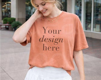 Terracotta Comfort Colors 1717 Tshirt Mockup Trendy C1717 Model Shirt Mockups