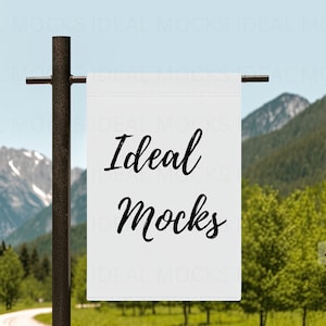 Garden & House Banner Mock up Digital Download Flag Mockup JPG