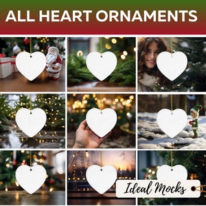 Christmas Ceramic Heart Ornament Mockup Bundle All Current and Future Holliday Blank White Tree Ornament Mockups Printify JPG