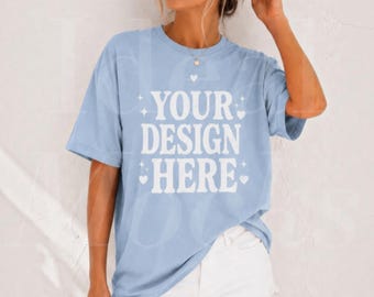 Chambray Comfort Colors 1717 Tshirt Mockup Trendy C1717 Model Shirt Mockups (Digital Download)