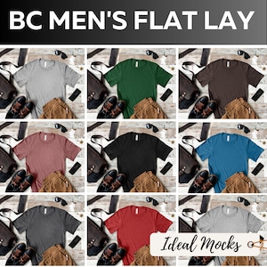 Men&#39;s Bella Canvas 3001 T-shirt Mockup Bundle Flat Lay Mens T Shirt Mockups BC Styled Tee Mock up JPG