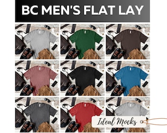 Men&#39;s Bella Canvas 3001 T-shirt Mockup Bundle Flat Lay Mens T Shirt Mockups BC Styled Tee Mock up JPG
