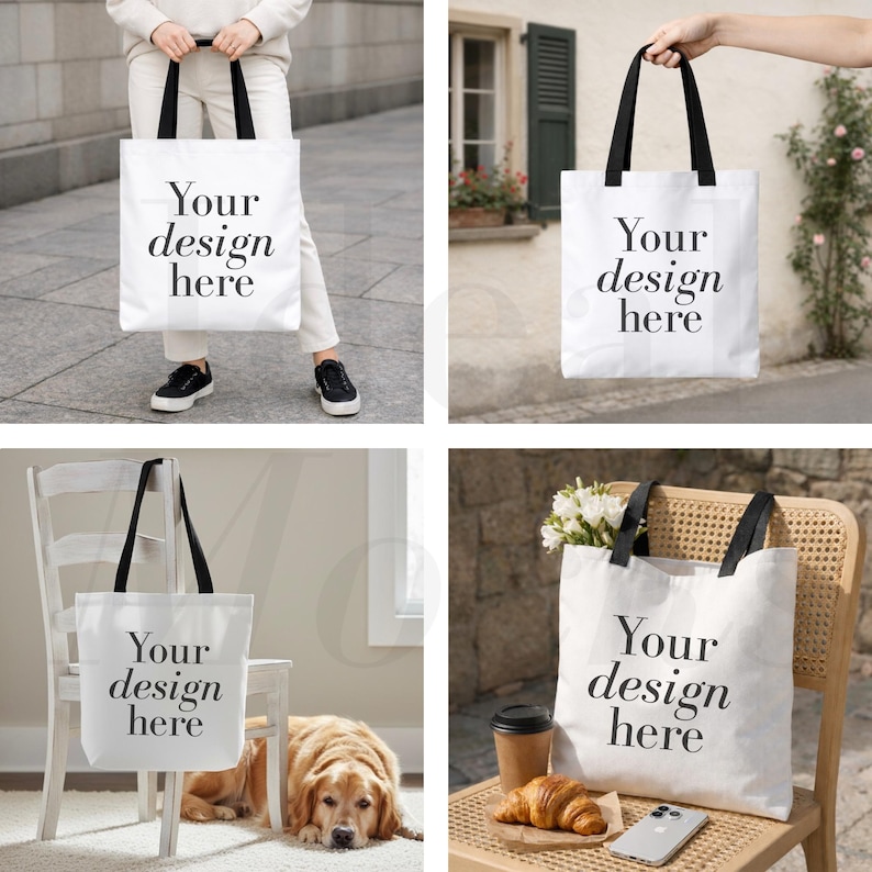 AOP Tote Bag Mockup Bundle White Canvas Tote Mockup Printify Tote Bag Mockup Lifestyle Tote Mockup JPG Etsy Seller Mockup image 3